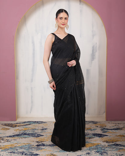 Shyamal Linen Saree with Unstiched Blouse