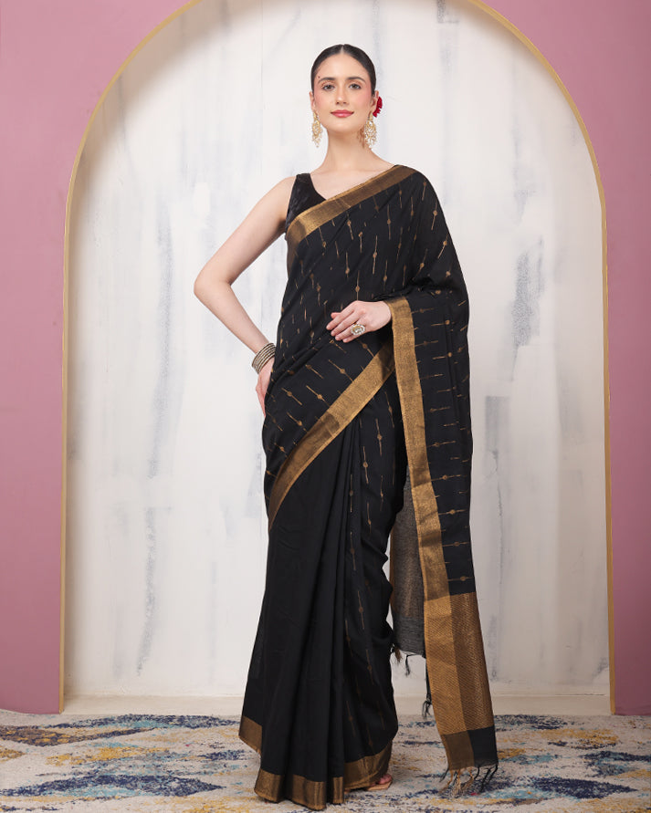 Meshki Linen Bengal Saree with Unstiched Blouse