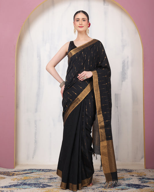 Meshki Linen Bengal Saree with Unstiched Blouse