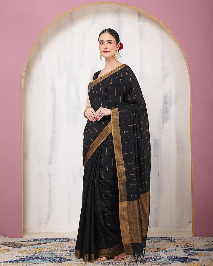 Meshki Linen Bengal Saree with Unstiched Blouse