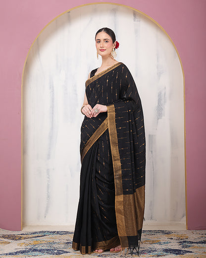 Meshki Linen Bengal Saree with Unstiched Blouse