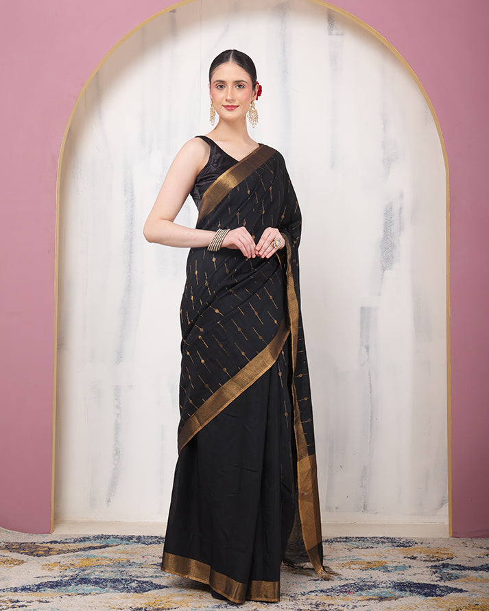Meshki Linen Bengal Saree with Unstiched Blouse