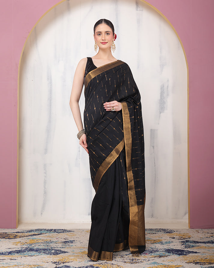 Meshki Linen Bengal Saree with Unstiched Blouse