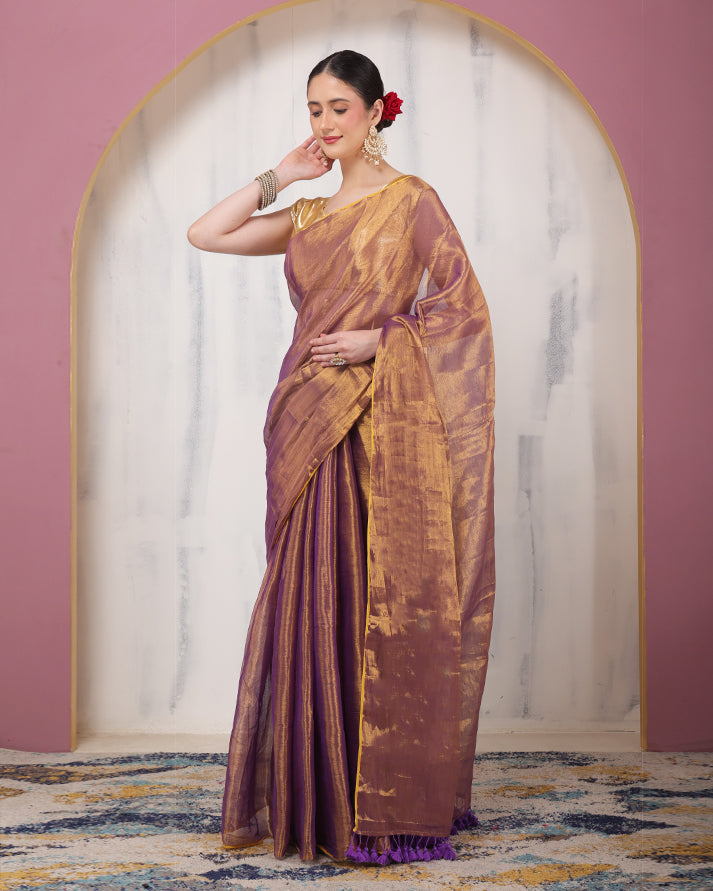 Sona Tissue Silk Bengal Saree with Unstiched Blouse