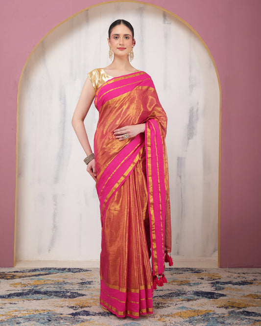 Varnika Tissue Silk Bengal Saree with Unstiched Blouse