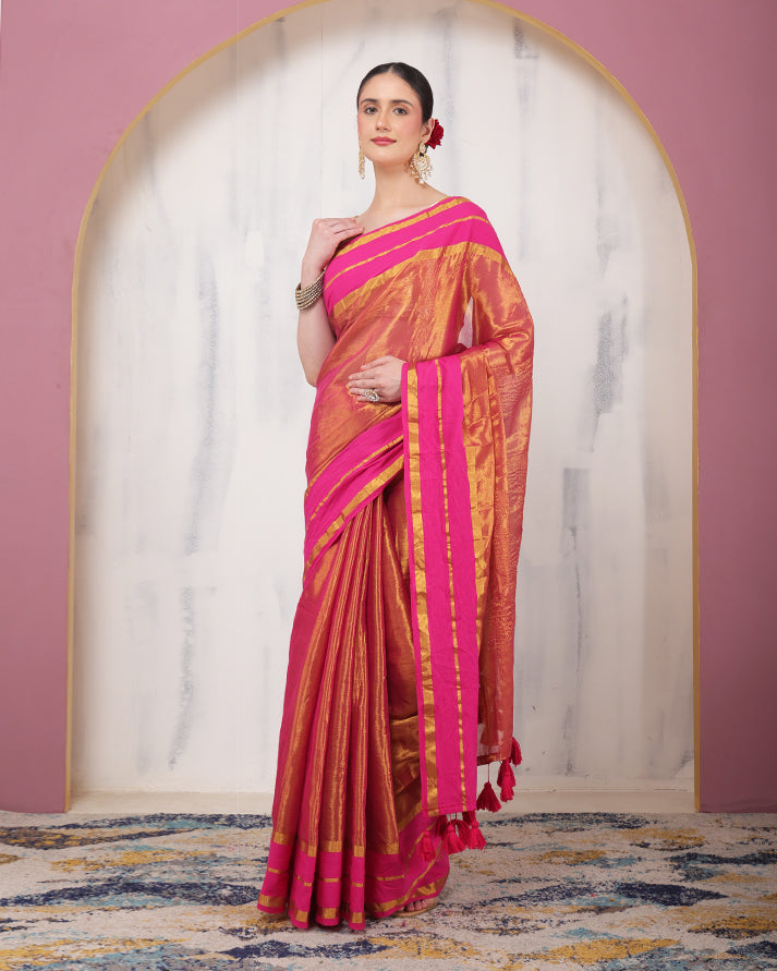 Varnika Tissue Silk Bengal Saree with Unstiched Blouse
