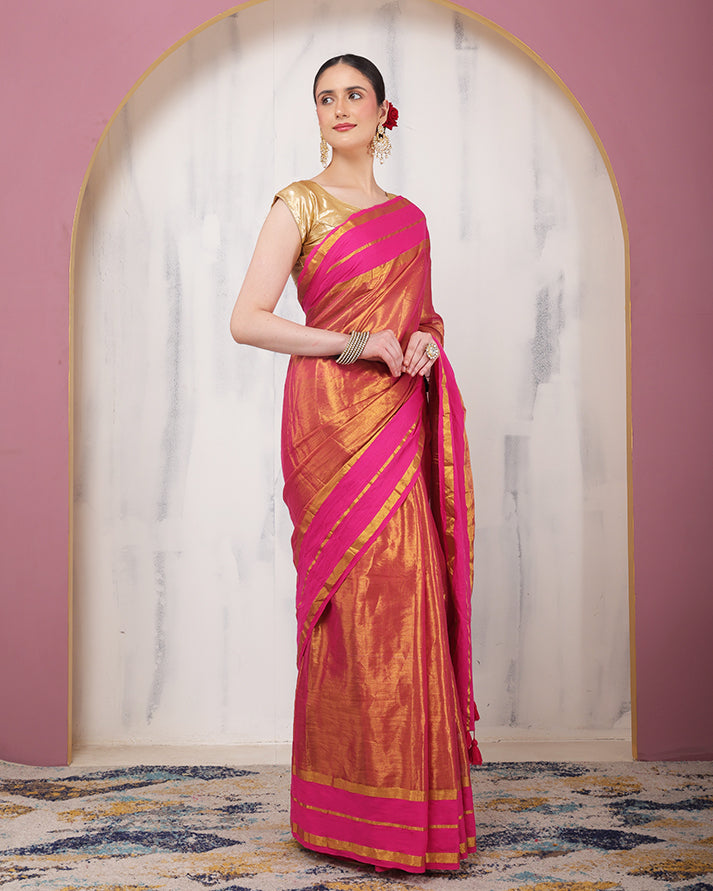 Varnika Tissue Silk Bengal Saree with Unstiched Blouse