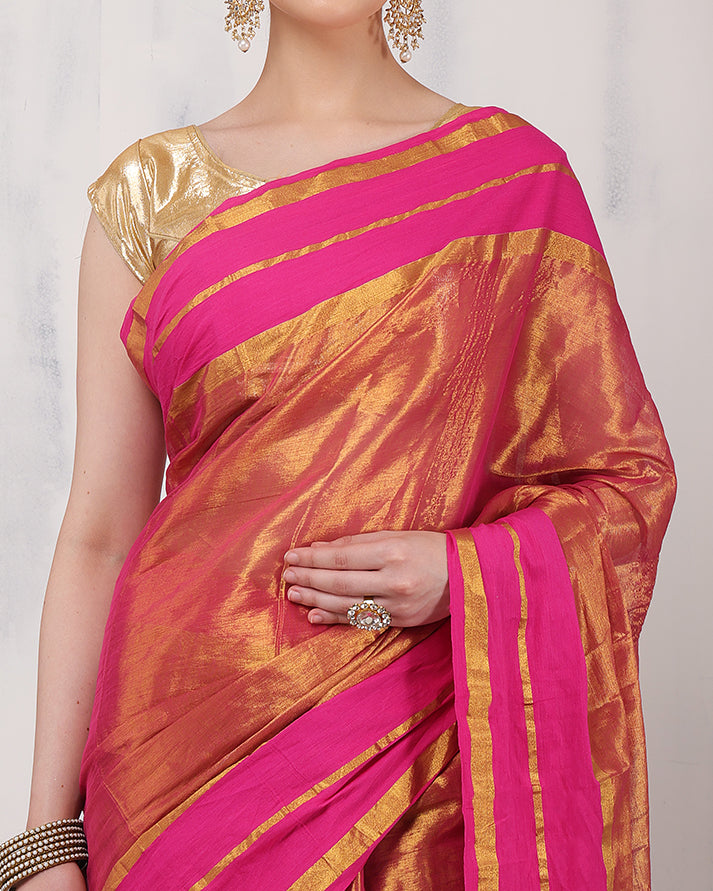 Varnika Tissue Silk Bengal Saree with Unstiched Blouse