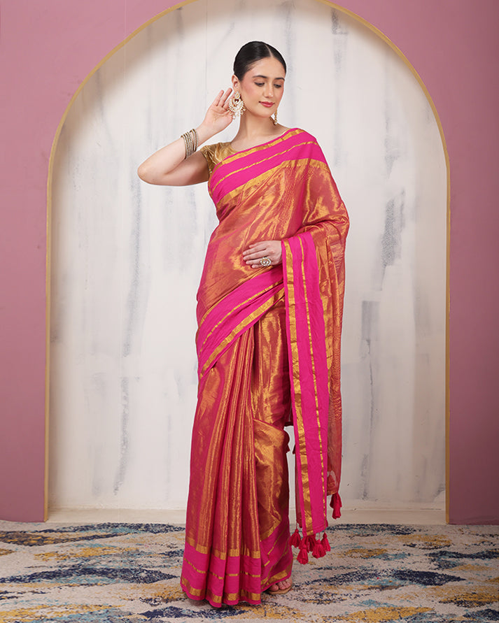 Varnika Tissue Silk Bengal Saree with Unstiched Blouse