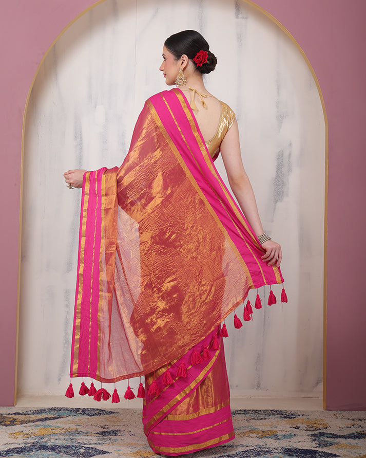 Varnika Tissue Silk Bengal Saree with Unstiched Blouse