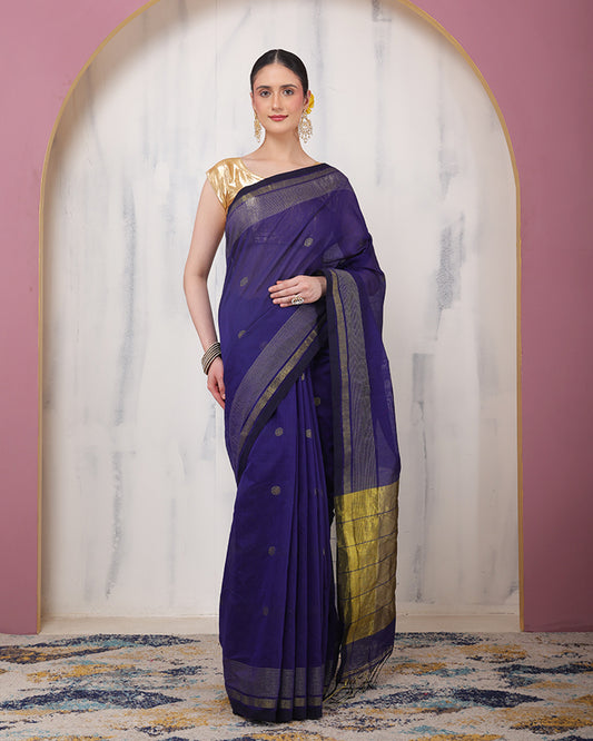 Avani Maheshwari Silk Saree with Zari Border Pallu and Unstiched Blouse