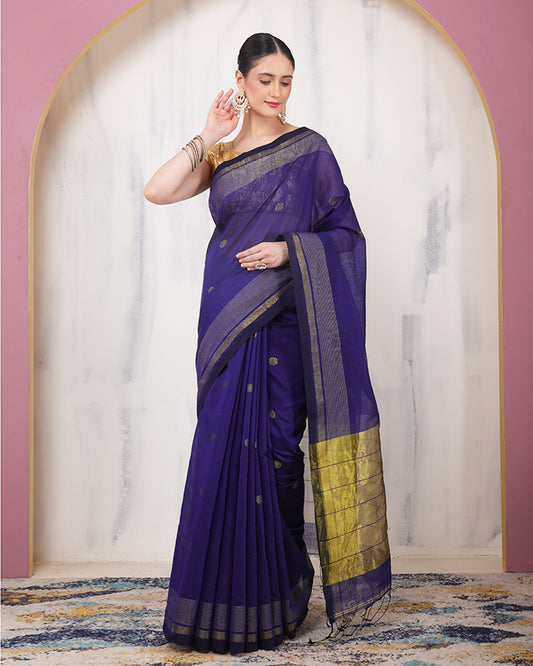 Avani Maheshwari Silk Saree with Zari Border Pallu and Unstiched Blouse