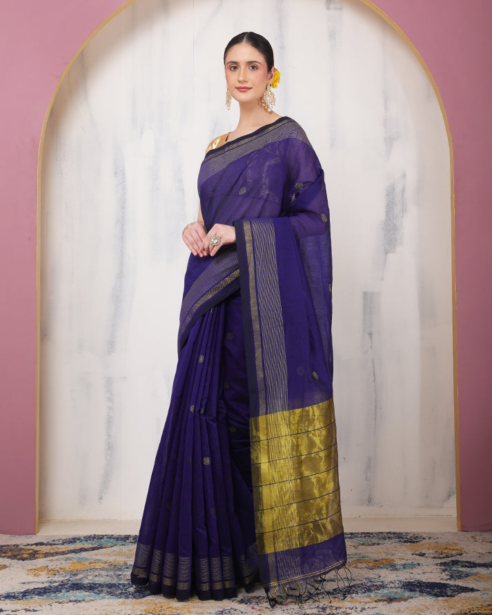 Avani Maheshwari Silk Saree with Zari Border Pallu and Unstiched Blouse