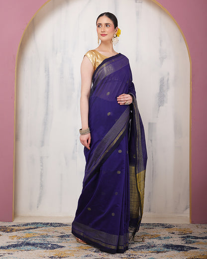 Avani Maheshwari Silk Saree with Zari Border Pallu and Unstiched Blouse