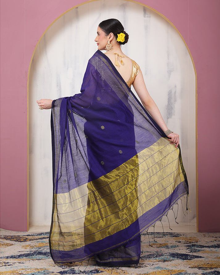 Avani Maheshwari Silk Saree with Zari Border Pallu and Unstiched Blouse