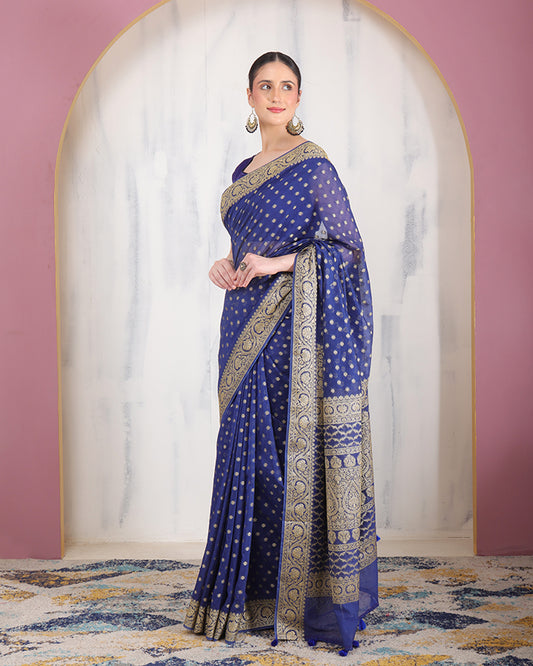 Nilani Georgette Silk Banarasi Saree with Unstiched Blouse