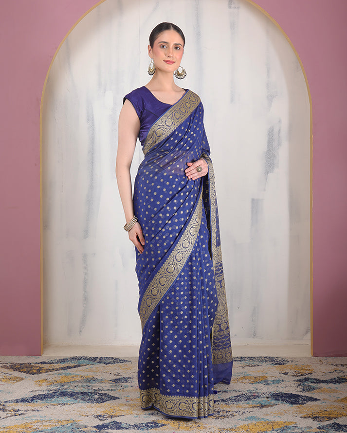 Nilani Georgette Silk Banarasi Saree with Unstiched Blouse
