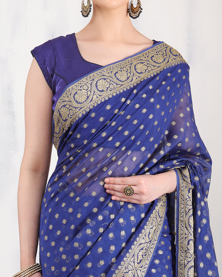 Nilani Georgette Silk Banarasi Saree with Unstiched Blouse