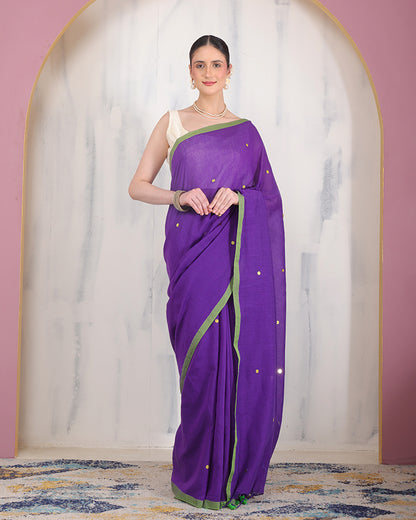 Aparajita Khadi Cotton Bengal Saree With Stars and Unstiched Blouse