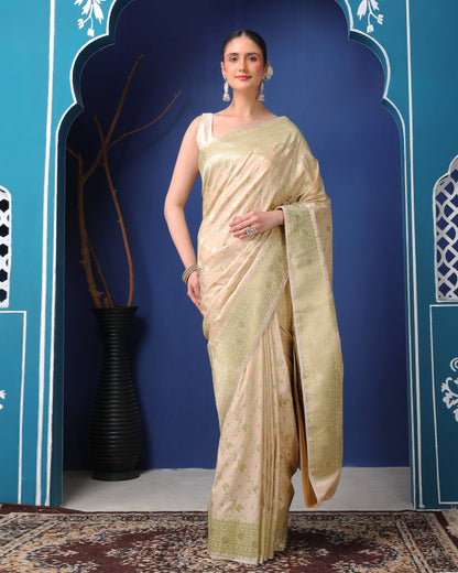 Mukta Mushroo Silk Banarasi Saree with Unstiched Blouse