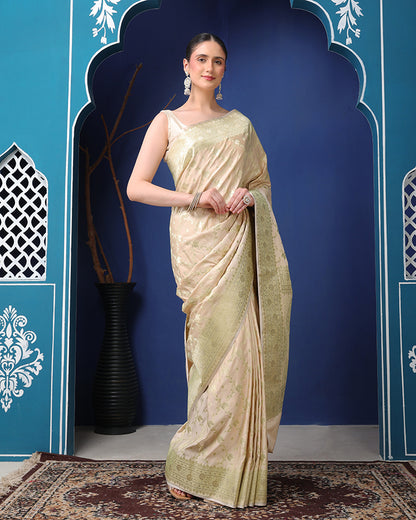 Mukta Mushroo Silk Banarasi Saree with Unstiched Blouse