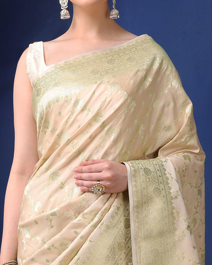 Mukta Mushroo Silk Banarasi Saree with Unstiched Blouse