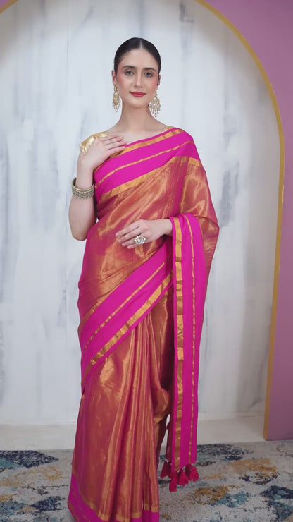 Varnika Tissue Silk Bengal Saree with Unstiched Blouse