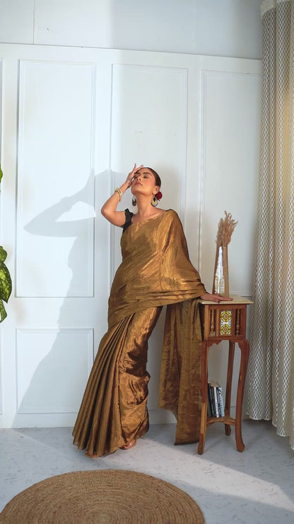 Suvarna Chanderi Silk Tissue Saree with Unstiched Blouse