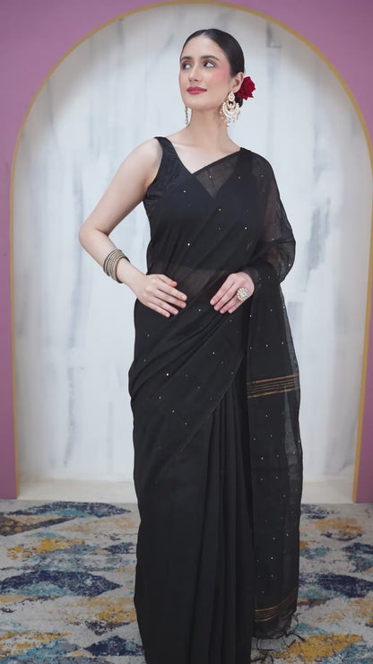 Shyamal Linen Saree with Unstiched Blouse