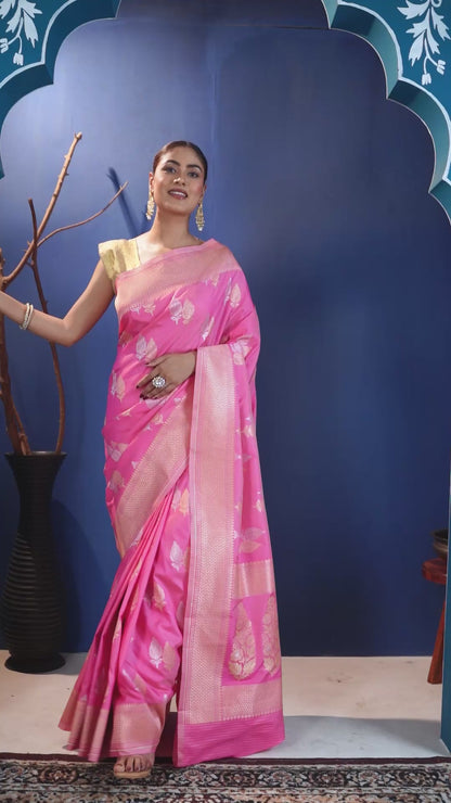 Nasrin Katan Silk Banarasi Saree with Unstiched Blouse