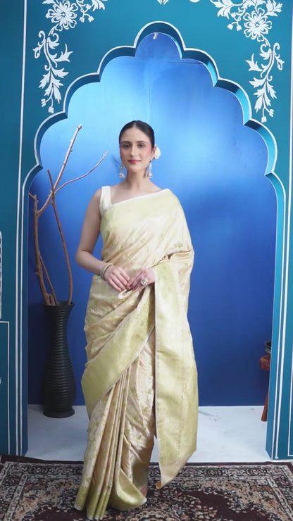 Mukta Mushroo Silk Banarasi Saree with Unstiched Blouse