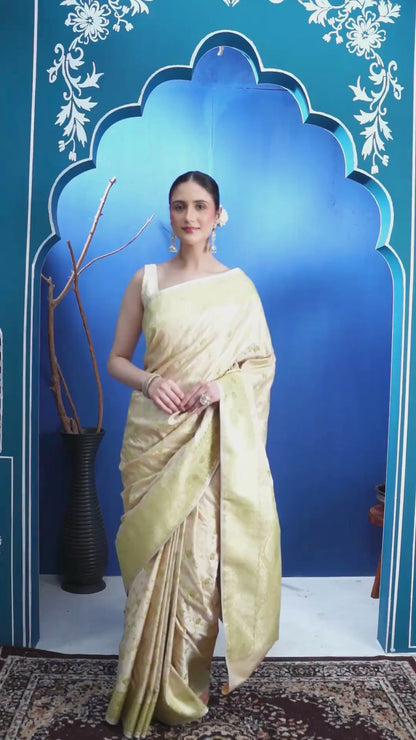 Mukta Mushroo Silk Banarasi Saree with Unstiched Blouse