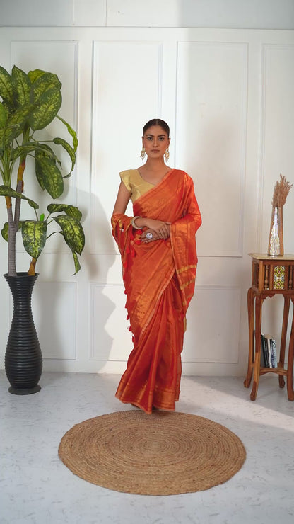 Zafaran Tissue Silk Bengal Saree