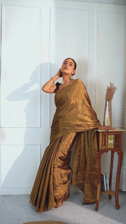 Suvarna Chanderi Silk Tissue Saree with Unstiched Blouse