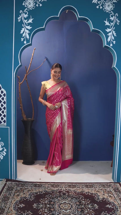 Maharani Mushroo Silk Banarasi saree with Unstiched Blouse