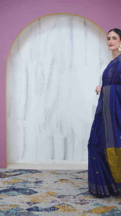 Avani Maheshwari Silk Saree with Zari Border Pallu and Unstiched Blouse